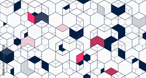 Abstract geometric lines cube background.