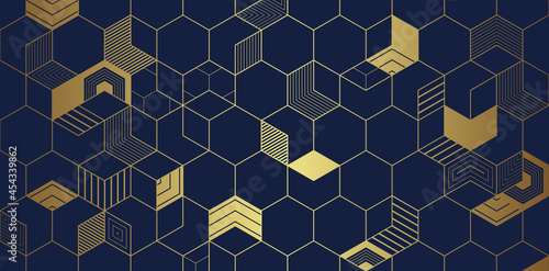 Abstract golden cubes background.