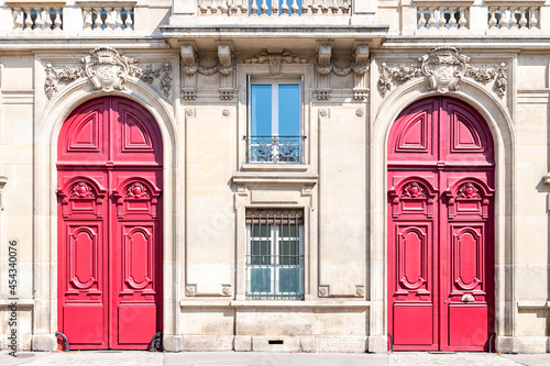 Photography Paris, two wooden doors, typical building in the 7th arrondissement, a luxury di