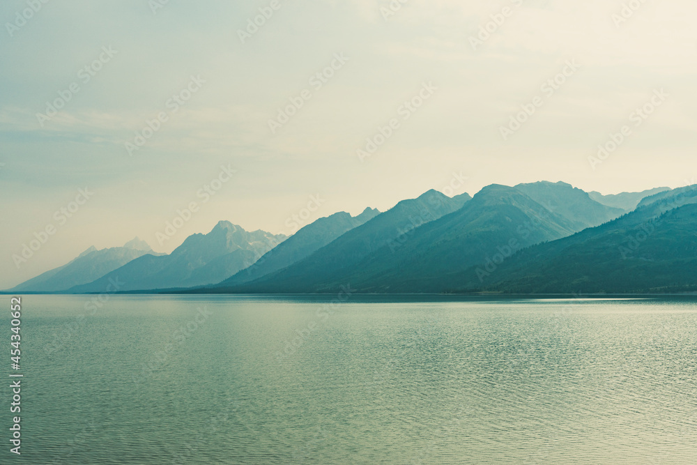 Grand Tetons on Jackson Lake in Grand Teton National Park Wyoming Grand Tetons on Jackson Lake in Grand Teton National Park Wyoming