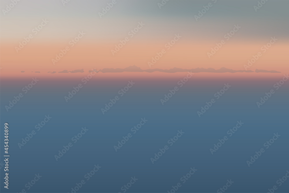 Fototapeta premium The natural background of the sunrise in front of the water space, the lake or the sea