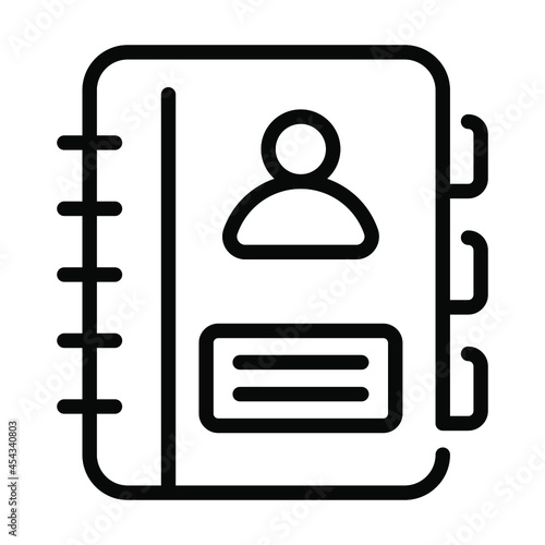 contact book outline icon, business and finance icon.