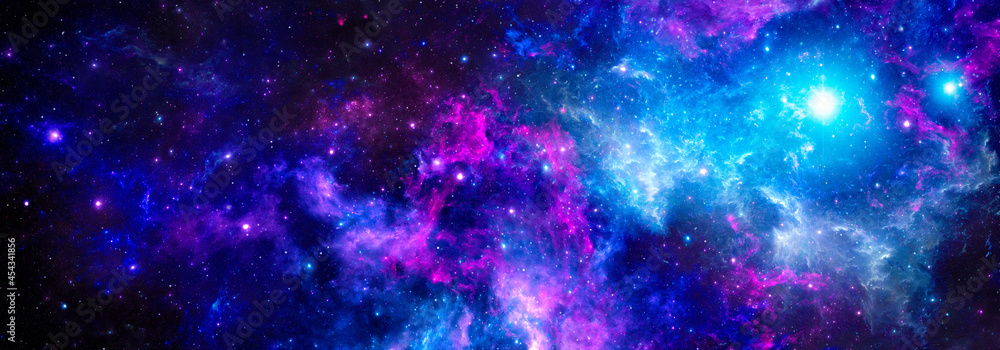 Deep space nebula with stars and a bright star flash Deep space nebula with stars and a bright star flash