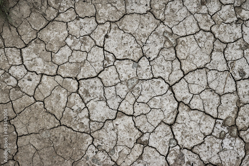 Drought cracked land. Water crisis concept, seasonal water scarcity. Dried soil texture.