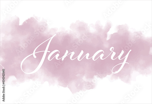 January text with beautiful pink watercolor