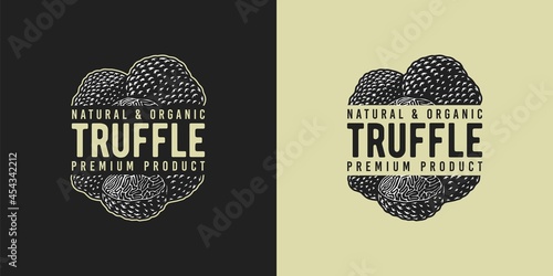 Mushroom truffle for organic, natural vegetarian food. Autumn forest fungi, shroom mushroom picking for t-shirt print