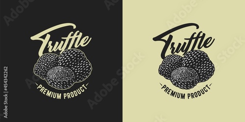 Mushroom truffle for organic, natural vegetarian food. Autumn forest fungi, shroom mushroom picking for t-shirt print