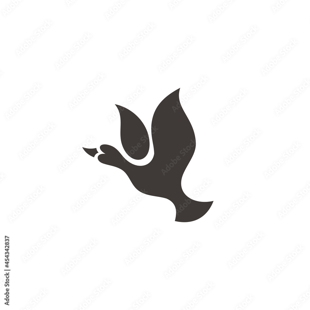 Flying Swan Goose Waterfowl Silhouette illustration Logo Flying Swan Goose Waterfowl Silhouette illustration Logo