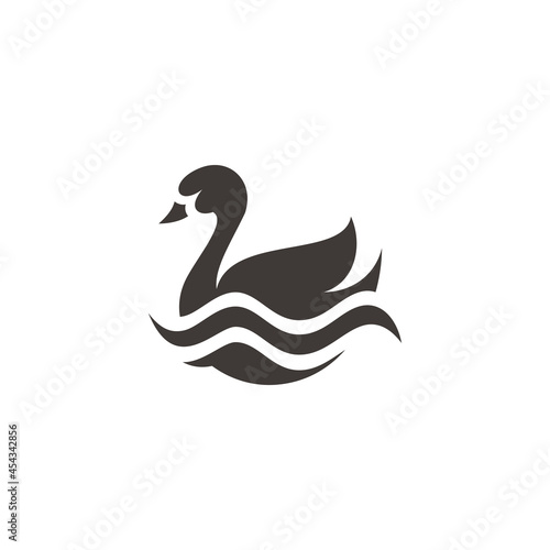 Swan Goose and Water Lake Pond illustration Logo