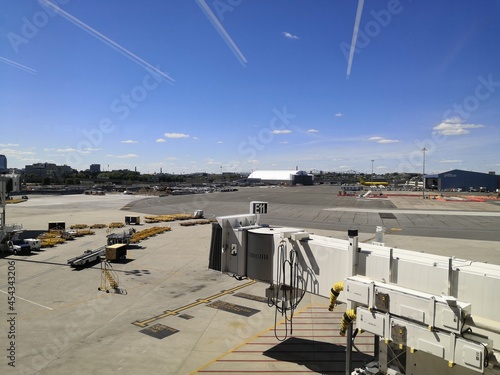 Empty Logan International Airport gate with no workers or vehicles in sight, 20th August 2020