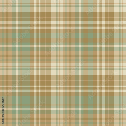 Seamless pattern in discreet green and beige colors for plaid, fabric, textile, clothes, tablecloth and other things. Vector image.