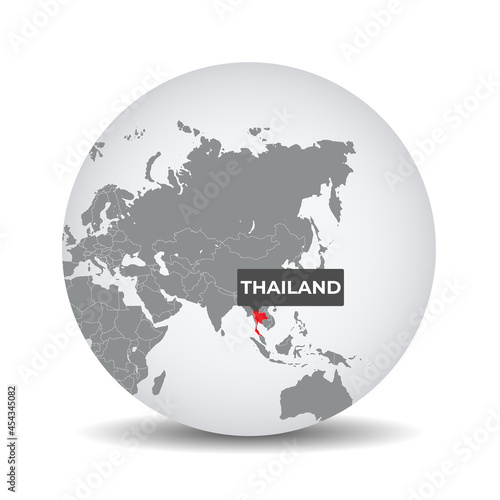 Canvas Print World globe map with the identication of Thailand