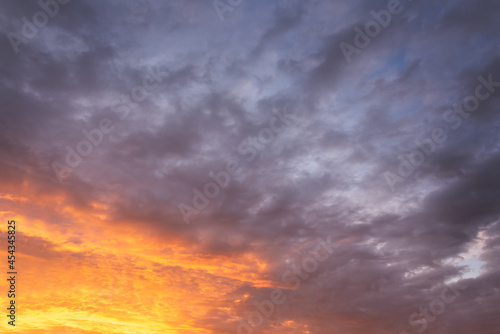 Dramatic sky with clouds at sunset, sky remplacement, nature background