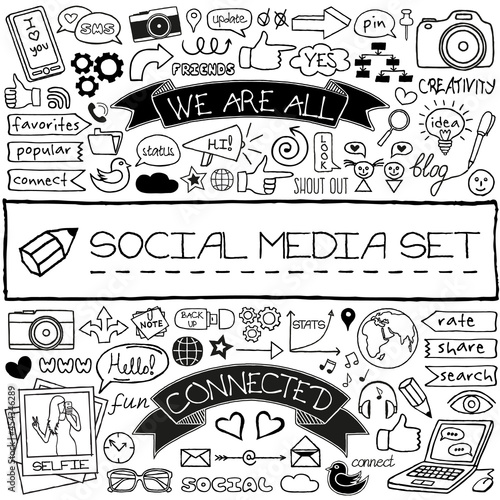 Doodle social media icons set
