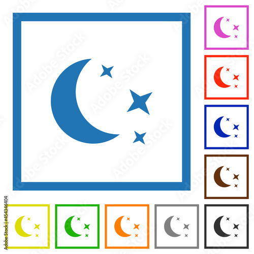 Moonlit night flat framed icons Free Download Moonlit night flat framed icons - GFXLoad