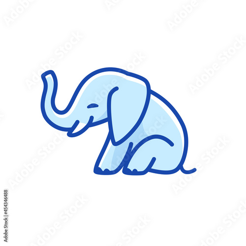 Vector logo design template - cartoon happy rhino. Contour vector illustration for logo, emblem, badge, insignia.