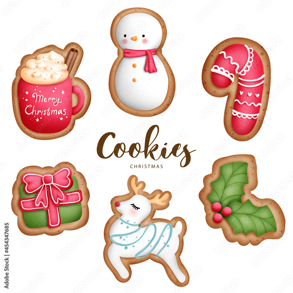 Digital painting watercolor Christmas Cookies.