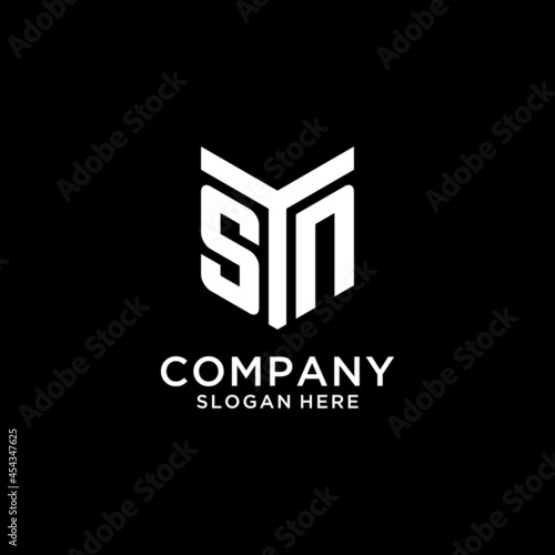 SN mirror initial logo, creative bold monogram initial design style