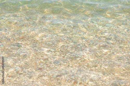 Clean and clear sea water on a sunny day. Background, layout for design.