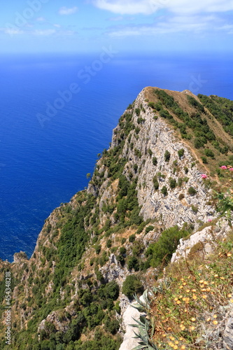 Spectacular View of Sea Cliffs and Coastline from Monte Solaro, Island of Capri, Italy