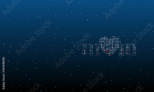 On the right is the mother's day symbol filled with white dots. Background pattern from dots and circles of different shades. Vector illustration on blue background with stars