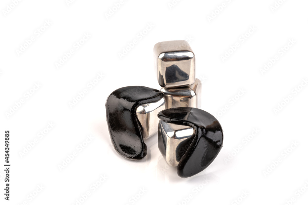 Cosmetic skincare background. Gel eye patches and silver stones. The concept of the Skincare Anti aging, anti wrinkle. Cosmetic skincare background. Gel eye patches and silver stones. The concept of the Skincare Anti aging, anti wrinkle.
