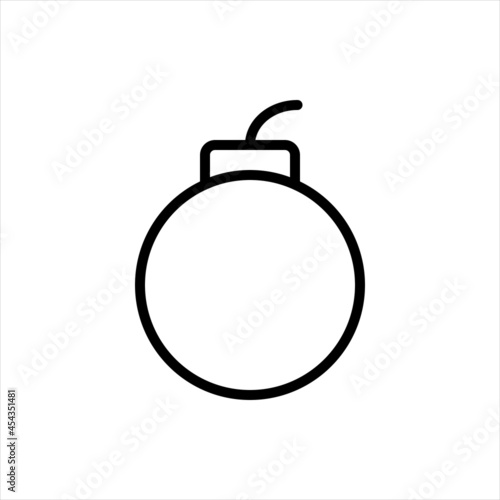 Pixel perfect black thin line icon of a sphere danger bomb. Editable stroke vector 64x64 pixels. Scale 5000% preview. Atomic boom sign. Drawing explosion grenade game symbol. Outline linear pictogram