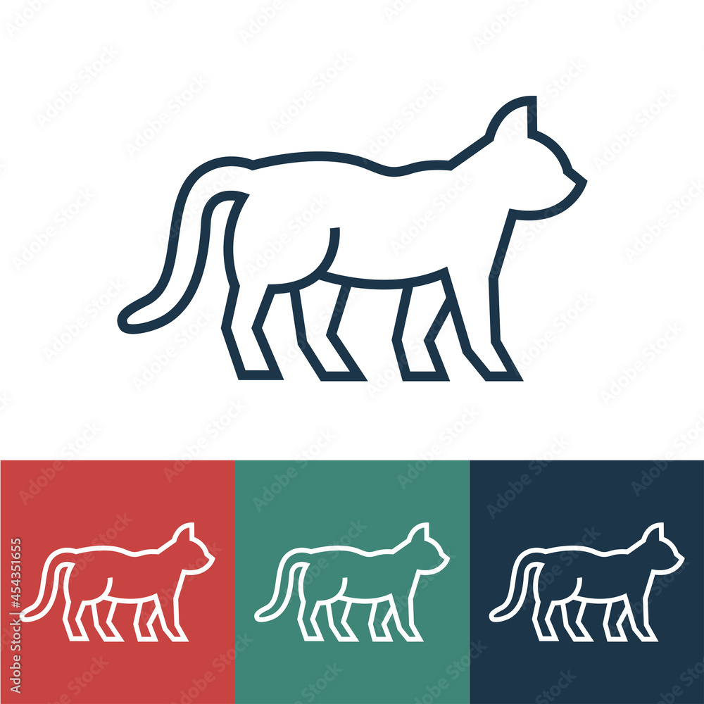Vector linear icon with cat