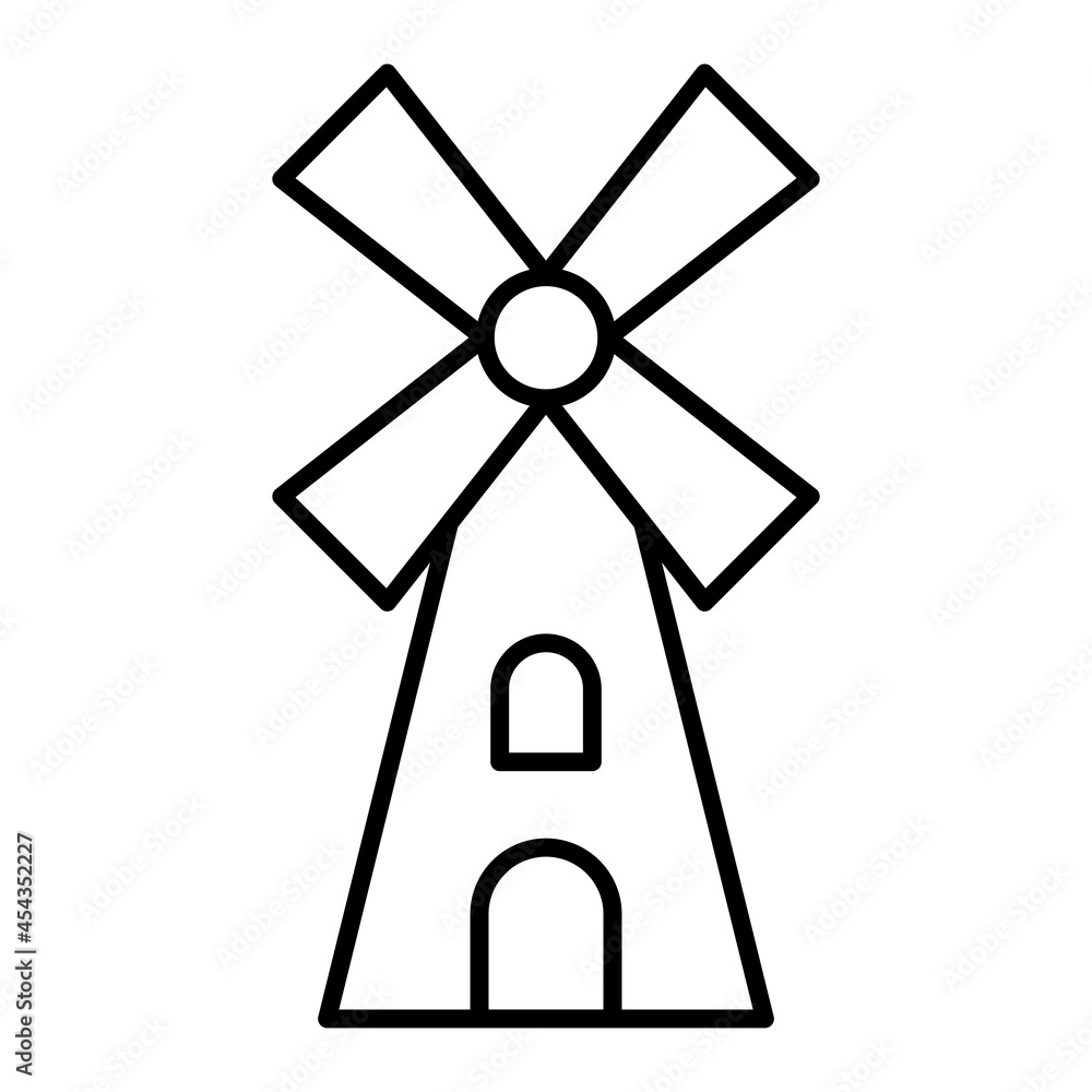 Wind Mill Vector Outline Icon Isolated On White Background Wind Mill Vector Outline Icon Isolated On White Background