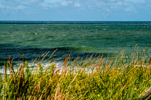 Domburg beach in the North Sea of the Netherlands on a strong windy day