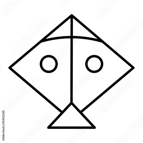 Kite Vector Outline Icon Isolated On White Background