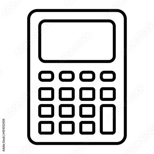 Calculator Vector Outline Icon Isolated On White Background