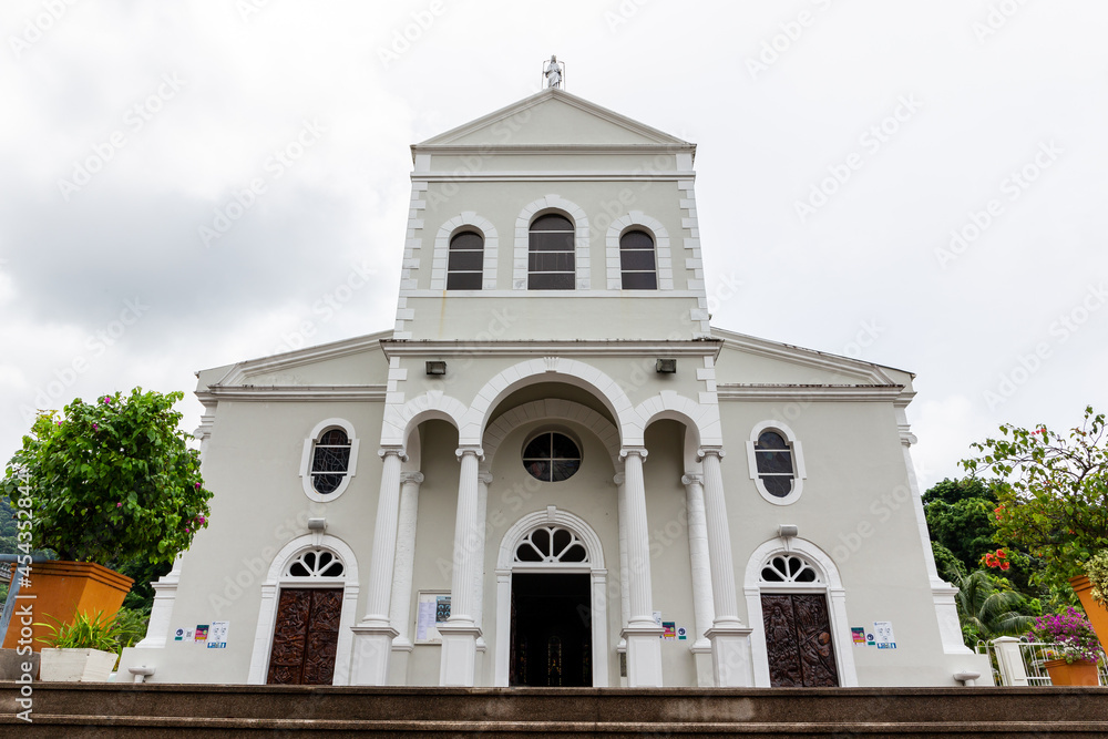 Immaculate Conception Cathedral (Cathedral of our Lady of Immaculate Conception, Cathedral of Victoria), main catholic church of Seychelles in french colonial style.
