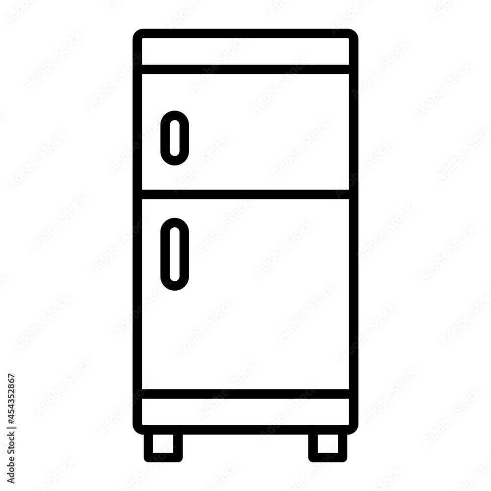 Fridge Vector Outline Icon Isolated On White Background Fridge Vector Outline Icon Isolated On White Background