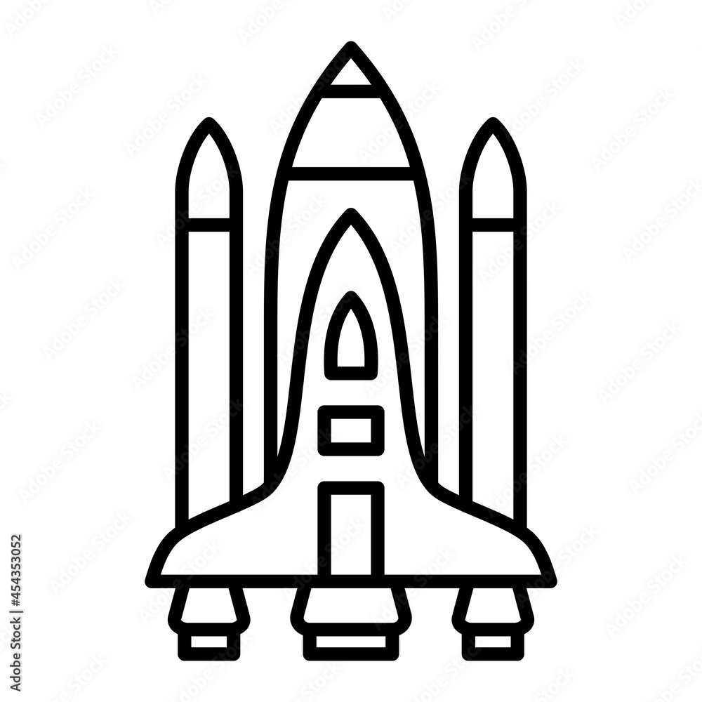 Space Rocket Vector Outline Icon Isolated On White Background