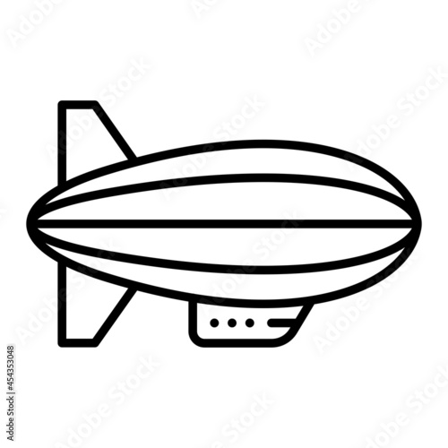  Zeppelin Vector Outline Icon Isolated On White Background