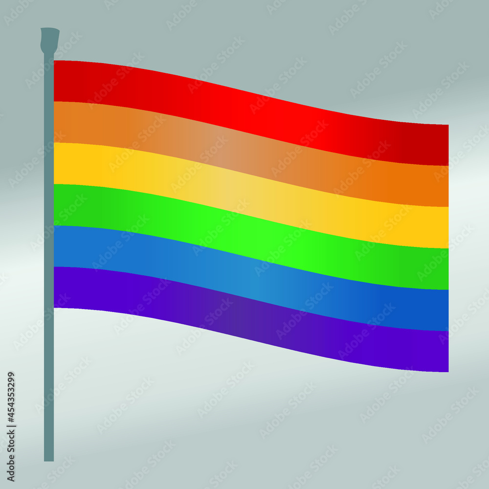 Flagpole LGBTQ Rights Pride Rainbow Symbol Shiny Gradient Color