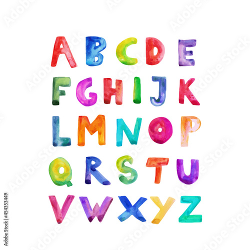 Watercolor cute english uppercase alphabet