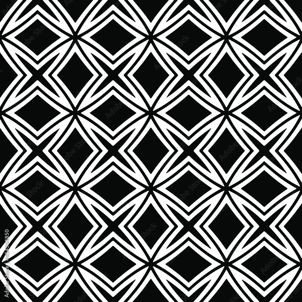 Flower geometric pattern. Seamless vector background. White and black ornament. Ornament for fabric, wallpaper, packaging. Decorative print Flower geometric pattern. Seamless vector background. White and black ornament. Ornament for fabric, wallpaper, packaging. Decorative print