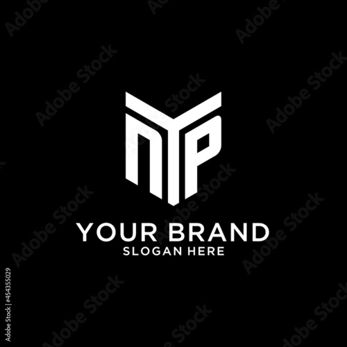 NP mirror initial logo, creative bold monogram initial design style photo