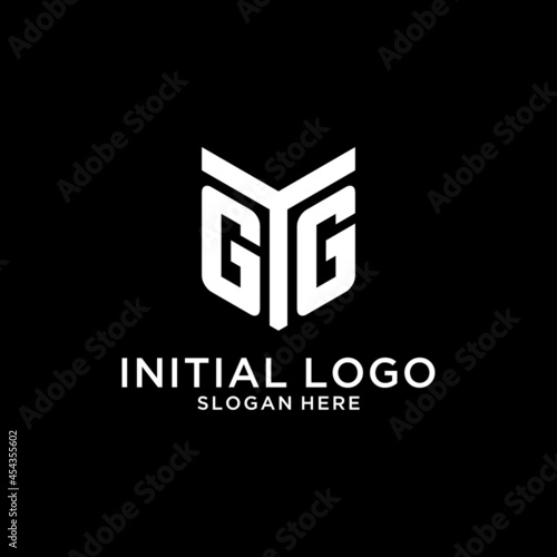 GG mirror initial logo, creative bold monogram initial design style photo