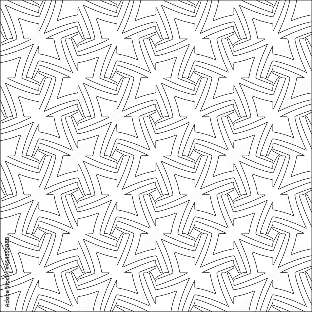 Design monochrome grating pattern,black and white patterns.black ornament.
Design monochrome grating pattern,black and white patterns.black ornament.