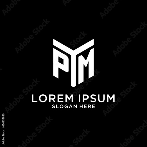 PM mirror initial logo, creative bold monogram initial design style photo