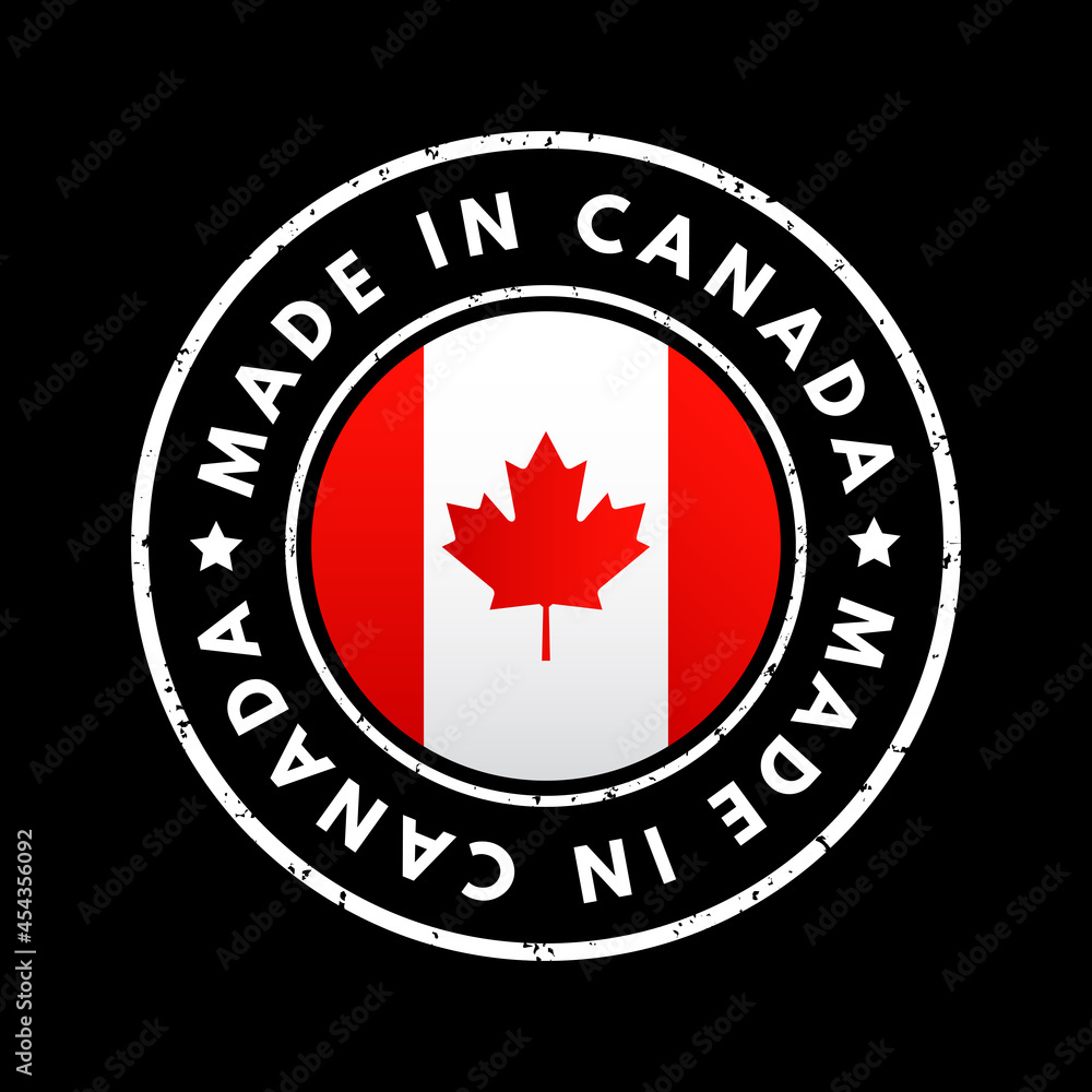 Made in Canada text emblem badge, concept background Made in Canada text emblem badge, concept background