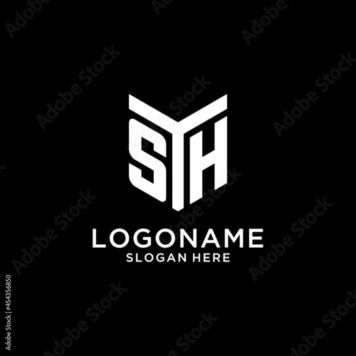 SH mirror initial logo, creative bold monogram initial design style photo