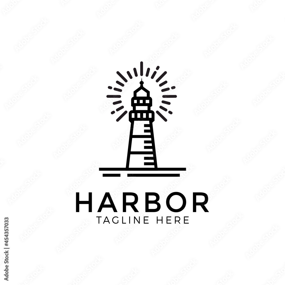 Lighthouse Beacon Tower logo design vector illustration