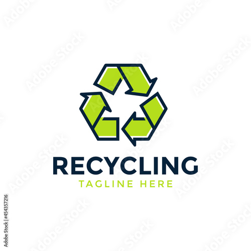 triangle direction arrow recycling logo, vector symbol illustration