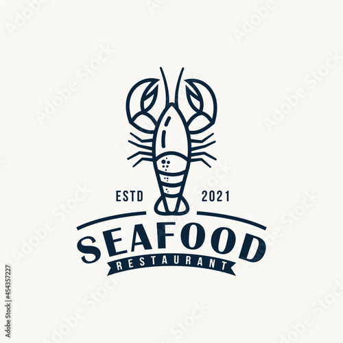 Lobster logo design vector illustration, lobster food restaurant logo design vector illustration