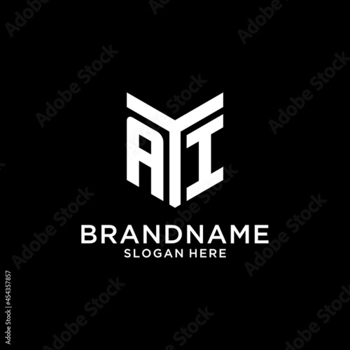 AI mirror initial logo, creative bold monogram initial design style photo