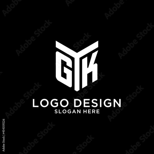 GK mirror initial logo, creative bold monogram initial design style photo